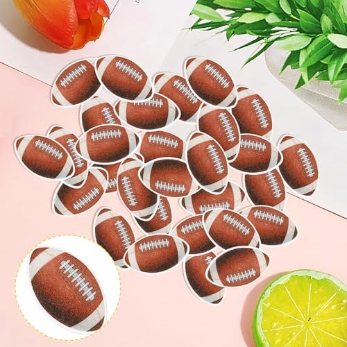 48 PCS Edible Rugby Ball Cupcake Toppers Wafer Paper Football Cake Decorations Edible Rugby Ball Cake Picks Toppers for Sports Rugby Theme Baby Shower Kids Birthday Party Cupcake Decoration Supplies