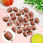 48 PCS Edible Rugby Ball Cupcake Toppers Wafer Paper Football Cake Decorations Edible Rugby Ball Cake Picks Toppers for Sports Rugby Theme Baby Shower Kids Birthday Party Cupcake Decoration Supplies
