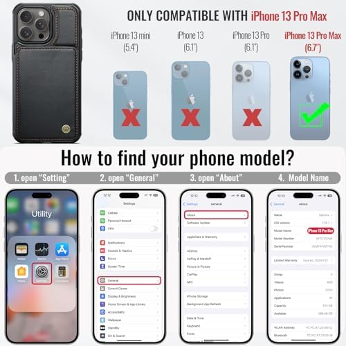 Vinich for iPhone 13 Pro Max Wallet Case with Card Holder, RFID Blocking Credit Slots Kickstand Shockproof Phone Cover Fit for iPhone 13 Pro Max 6.7" Black