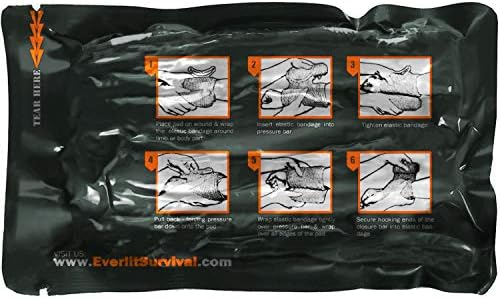 EVERLIT Israeli 6 Inch Emergency Bandage Compression Trauma Pressure Wound Dressing Sterile Vacuum-Sealed Packaging for Bleeding Control, Medical Trauma Kit, Gun Shot, First Aid IFAK
