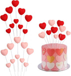 20 Pcs Heart Cake Toppers 3D Red Pink Heart Cupcake Toppers 2 Sizes Love Heart Cake Decoration for Valentine’s Day Cute Resin Heart Party Supplies for Wedding Birthday Mother’s Day