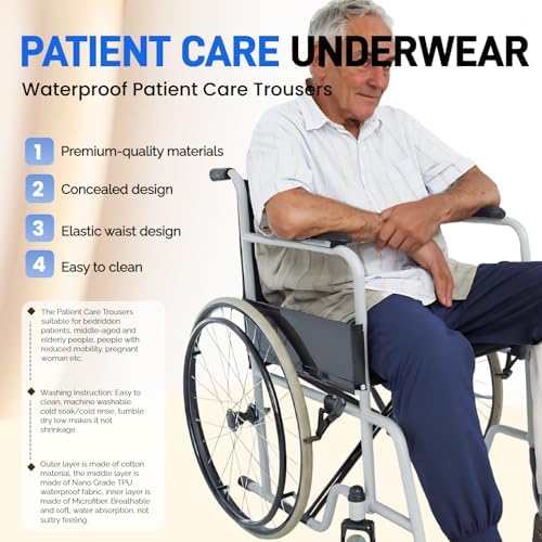 Adult Incontinence Pants,Patient Care Underwear,Adjustable Incontinence Trousers,Adult Diaper Pants,Reusable Adaptive Apparel for Adult Patients,Seniors and Women (Cropped,Grey,M)