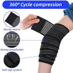 2 PCS Extra Long Elastic Knee Wrap Compression Bandage Brace Support, Adjustable Compression Wrap Knee Wraps for Legs Plantar Fasciitis Stabilising Ligaments Basketball Football Running