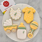 Ann Clark 5-Pc. Baby Shower Cookie Cutter Set, Made in USA, Baby Bottle, Rattle, Onesie, Carriage and Bib