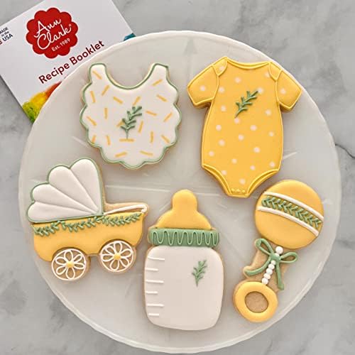 Ann Clark 5-Pc. Baby Shower Cookie Cutter Set, Made in USA, Baby Bottle, Rattle, Onesie, Carriage and Bib
