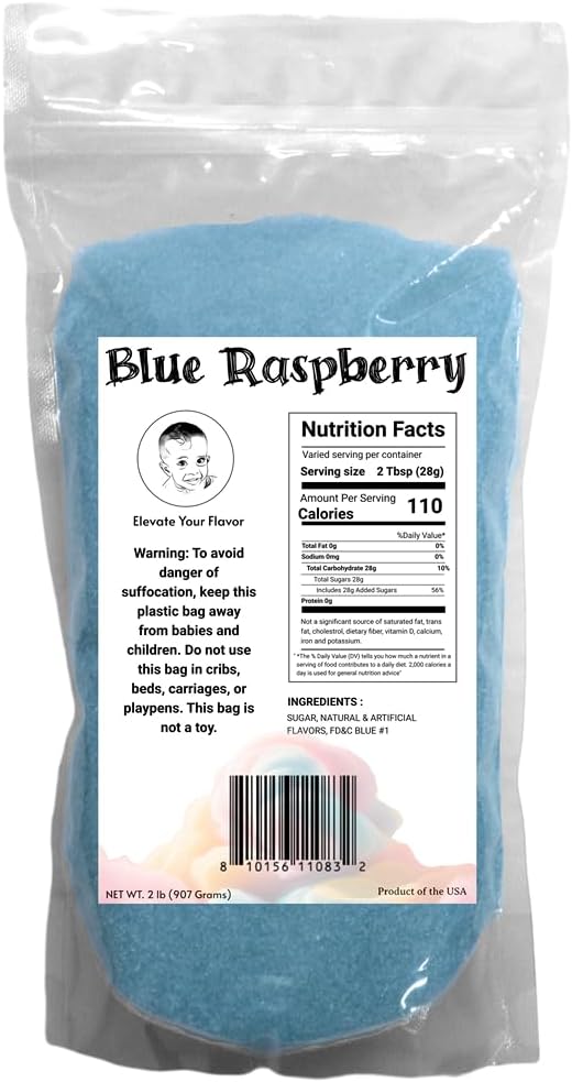 Blue Raspberry Flossugar – 2 lb (32 oz) – Pre-Mixed, Ready-to-Use Cotton Candy Sugar – Sweet, Cake-Inspired Flavor – Perfect for Parties, Festivals, and Concession Stands