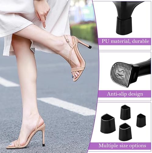 Heel Cover Caps, 4Sizes Heel Protectors, Non-Slip Noise Reducing Heel Replacement Tips,Heel Covers for Stiletto Tips