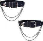 Adjustable Heart-Shaped Thigh Garter 2 Pieces Punk Leather Garter Belts Leg Garter with Chains Body Accessories