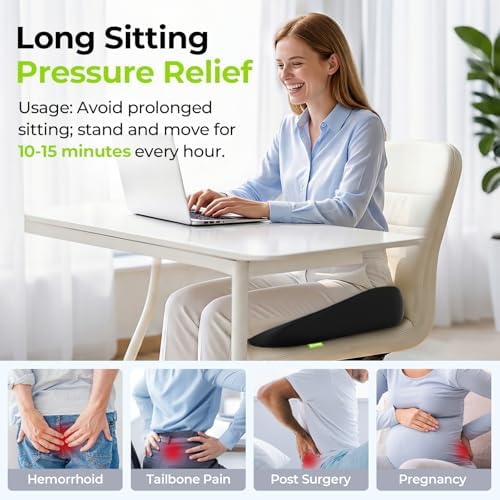AUVON Innovative Donut Pillow Hemorrhoids Scientific Center Hole and Tailbone Cutout, Orthopedic Pain Relief Donut Seat Cushion for Coccyx, Sciatica, Postpartum Pregnancy, After Surgery Sitting Relief