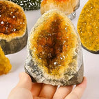 200-700g Selected Raw Geode Quartz Cluster Home Feng Shui Ornaments Energy Stone Healing Tools Meditation Feng Shui Decoration,Stone Display Piece, Mineral Specimen (Yellow, 200-300g)