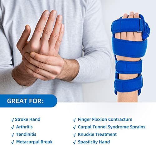 Fanwer Resting Hand Splint, Stroke Hand Therapy Equipment for Stroke Recovery Patients, Carpal Tunnel Syndrome, Arthritis, Tendinitis, Metacarpal Breaks (Medium Left)