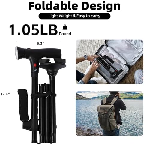 Canehero Walking Cane，Smart Cane，Freedom Canes with Led Light and Emergency Alarm - Height Adjustable from 34.5 to 38.5 Inches, Suitable for The Elderly and Adults, Cane Hero for Women