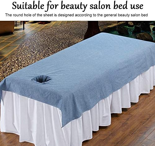 Beauty Massage Bed Sheets, Salon Massage SPA Couch Soft Cotton Bed Cover Protector with Face Breath Hole (Navy)