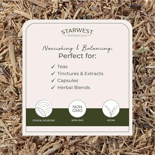 Starwest Botanicals Nettle Root Organic - Dried Stinging Nettle Root, Loose Leaf Herb for Tea, Soups, Stews, & Broths, Urtica Dioica, Cut & Sifted, Certified Kosher, Non-GMO - Bulk 1 lb Bag