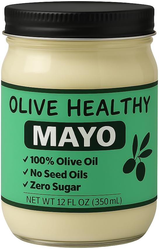 Olive Healthy Mayo made with 100% Olive Oil, No Seed Oils and Zero Sugar, 12 Ounces