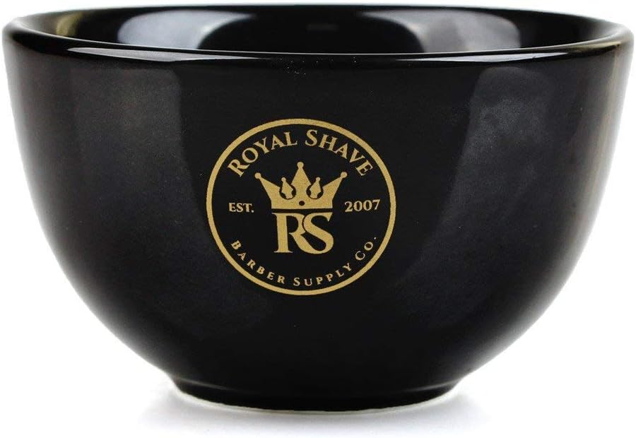 ROYAL SHAVE Ceramic Textured Shaving Bowl – Shave Soap & Shaving Cream Dish, Textured for Rich Lather (Black)
