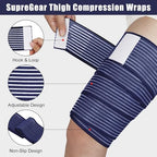supregear 2 Pcs Hamstring and Thigh Compression Wraps, Adjustable Thigh Brace for Muscle Sprain, Quadricep Support Sleeve for Men and Women, Elastic Bandages for Knee Calf Arm Leg, 150 cm/59 in