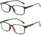 BLUEMOKY Reading Glasses for Women Men, Blue Light Blocking Glasses 2 Pack, Computer Readers, Spring Hinge