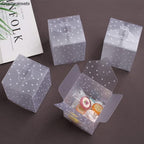 50pcs Frosted Translucent Polka Dots PVC Candy Box Wedding Favors Christmas Party Cube Gift Boxes Sweets Candy Cake Gift Bags (6x6x6cm)
