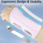 Compression Wrist Brace for Men and Women, Recovery Night Wrist Sleep Support Brace - Adjustable Support Splint for Wrist Pain, Carpal Tunnel, Arthritis, Tendonitis (Pink, Left Hand, Small/Medium)