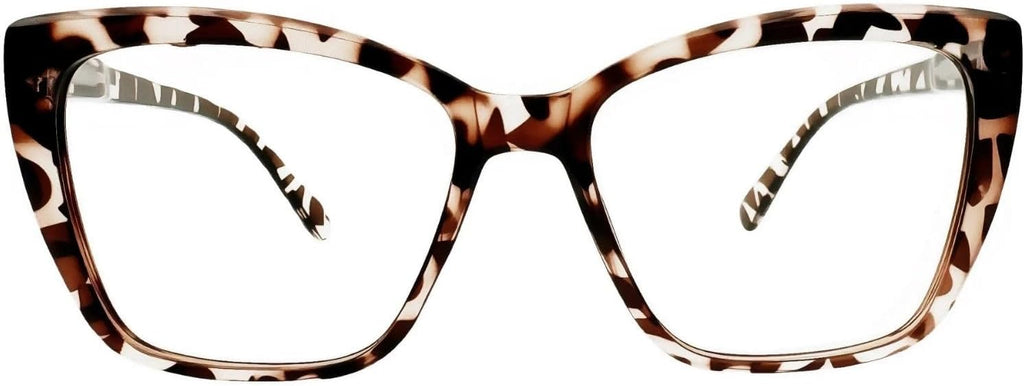 Oversized CatEye Reading Glasses for Women - Retro Style Frame, Blue Light Blocking Readers, Clear Lens, Spring Hinge