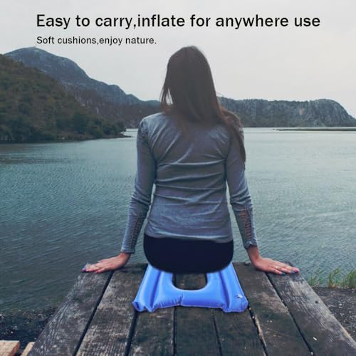 Inflatable Seat Cushions, Breathable Nursing Anti-Bedsore Seat Pad for Bedridden Disabled Elderly for Pain Relif,Use for Toilet Chair,Wheelchair,Outdoor Portable Cushion(PVC Blue)