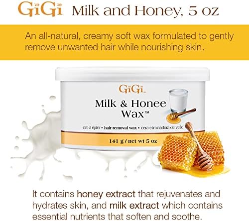 GiGi Honee Wax for Hair Removal, Mini Milk & Honey Wax - Effective Hair Removal Waxing for Smooth Skin, 5 oz