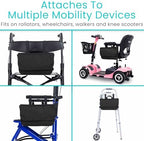 Vive Wheelchair Carry Bag - Arm Rest Pouch for Rollator, Walkers, Power Wheel Chairs and Knee Scooters - Side Storage Organizer for Elderly, Seniors, Adults (Black)