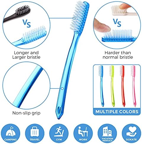 Zopeal Extra Hard and Firm Toothbrush for Adults Bulk Huge Large Long Head Bristle Full Head Manual Toothbrush for Whitening Cleaning(8 Pieces)