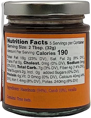 Nutural World - Smooth Hazelnut and Carob spread 6 Oz (170g) Award Winning product