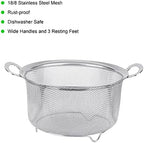 Tiawudi 2 Pack Strainers for Kitchen, 18/8 Stainless Steel Colander with Handles, Fine Mesh Strainer for Pasta, Rice and Fruit, Sieve with Resting Feet to Strain, Rinse, Steam or Cook Vegetables