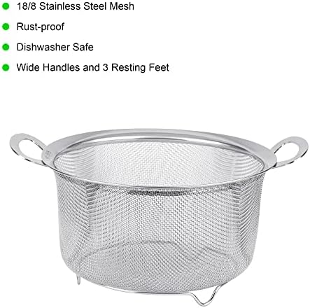Tiawudi 2 Pack Strainers for Kitchen, 18/8 Stainless Steel Colander with Handles, Fine Mesh Strainer for Pasta, Rice and Fruit, Sieve with Resting Feet to Strain, Rinse, Steam or Cook Vegetables