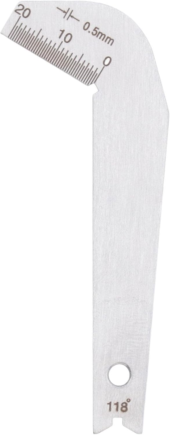 Drill Bit Sharpn Gage, Stainless Steel 0.5mm, 118° Angle, Drill Sharpening Tool for Workshop Use