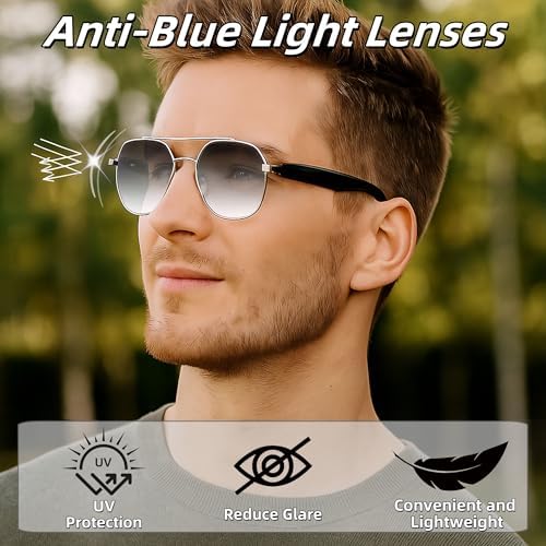 Smart Glasses with Bluetooth 5.4 Polarized Reading Sunglasses Photochromic Lens Bluetooth with Touch Voice Control