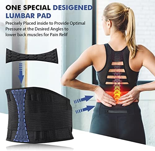 Lumbar Support Belt Lower Back Brace for Lifting, Herniated Disc, Sciatica, Pain Relief,Breathable Lumbar Brace for Men & Women