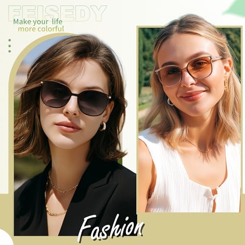 FEISEDY 2 Pack Stylish Reader Sunglasses for Women Fashion Lightweight UV400 Protection Full Lens Reading Glasses B0321