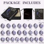 Runes Set, 25Pcs Purple Rune Stone Set with Guide Book, Velvet Bag, Viking Runas for Beginners, Ritual/Pagan/Meditation/Divination/Witchcraft