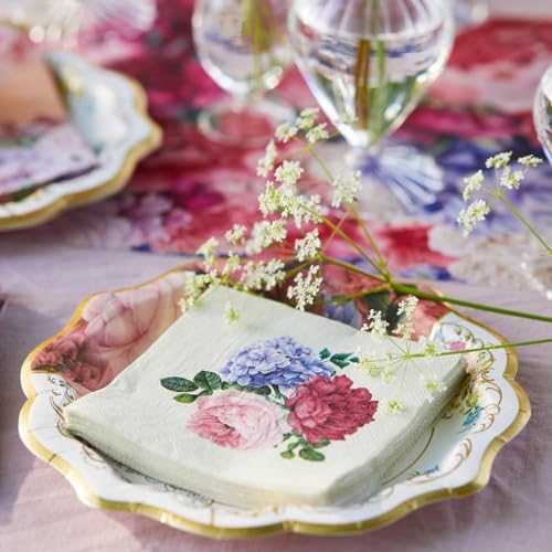 Talking Table Pretty Floral Paper Napkins | Soft Disposable Serviettes For Decoupage | Truly Scrumptious Afternoon Tea Party Decorations | Birthday, Wedding Anniversary,Baby Shower | 33cm | 50 Pack
