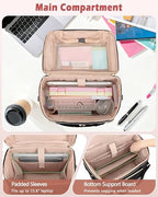 Rolling Teacher Bag with Accordion File Organizer & 15.6" Laptop Compartment, Wheeled Work Briefcase Tote with Detachable Trolley & Crossbody Strap for Women, Black