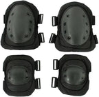 Military Tactical Knee Pad Elbow Pad Set Airsoft Knee Elbow Protective Pads Combat Paintball Skate Outdoor Sports Safety Guard Gear (Black-Set of 4, M-for Adult)