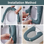 2 Packs Toilet Seat Cover, Plush Warm Bathroom Toilet Seat Cushion with Snaps Fixed Washable and Reusable Toilet Seat Lid Cover Pads, Fits Most Toilet Seats, Teal