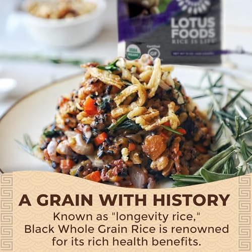 Lotus Foods Bulk Organic Forbidden Rice - Black Rice Organic, Purple Rice, Black Rice Bulk, Gluten Free Heirloom Rice, Whole Grain, Non GMO, Vegan - 11 lb Bag