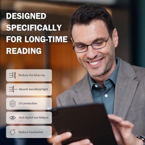 AQWANO 4 Pack Blue Light Blocking Reading Glasses for Men Women, Half Lens Computer Readers, Durable Lightweight TR90 Flexible Frame Eyeglasses Anti Eyestrain (2.0)