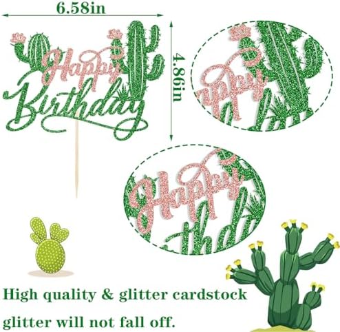 Cactus Cake Topper, Fiesta Cake Topper, Mexican Theme Birthday Party Supplies, Cactus Party Decorations Cactus Cake Toppers Food Fruit Picks Hawaiian Cacti Themed Party Supplies