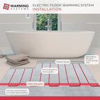 15 Sqft Electric Radiant Floor Heating Cable Kit – 120V Heated Tile Floor System with UWG5 Programmable Thermostat, Sensor, Installation Monitor & 25 Year Warranty, Made in the USA