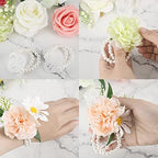 Waydress Corsage Wristlet Band Elastic Pearl Wrist Wedding Corsage Pearl Bracelet Stretch Wristband for Wedding