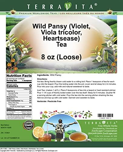 Wild Pansy (Violet, Viola tricolor, Heartsease) Tea (Loose) (8 oz, ZIN: 510821)