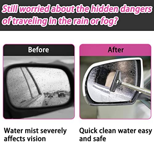 Side Mirror Squeegee, 2 PCS Car Mirror Squeegee, Retractable Car Rearview Mirror Wiper for All Vehicles, Universal Automotive Accessories(Black/Pink)