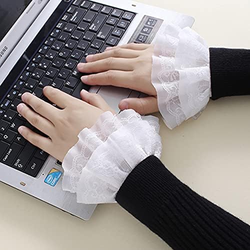 Elegtiskas Lolita False Sleeves Wrist Cuffs Floral Layered Lace Cuff