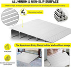 Door Threshold Ramp 5" Rise Door Ramp Aluminum Entry Ramp or Doorways Rated 800 lbs Load Capacity forWheelchair Scooters Power Chairs Walkers Metallic
